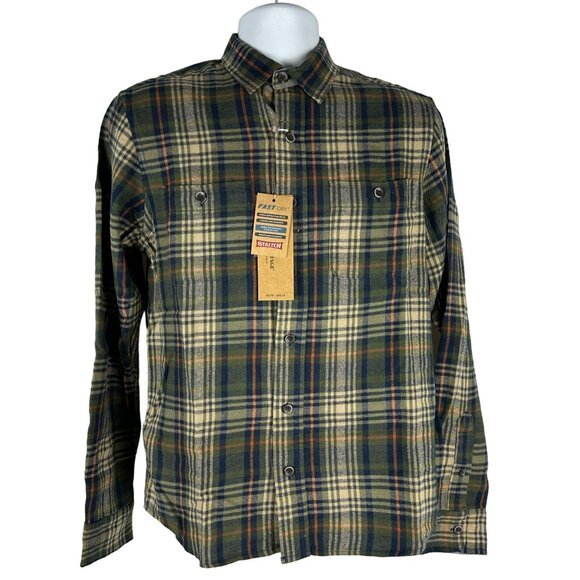 Tailor Vintage Luxe Performance Mens Army Telluride Plaid Flannel Shirt Size S - Picture 1 of 7